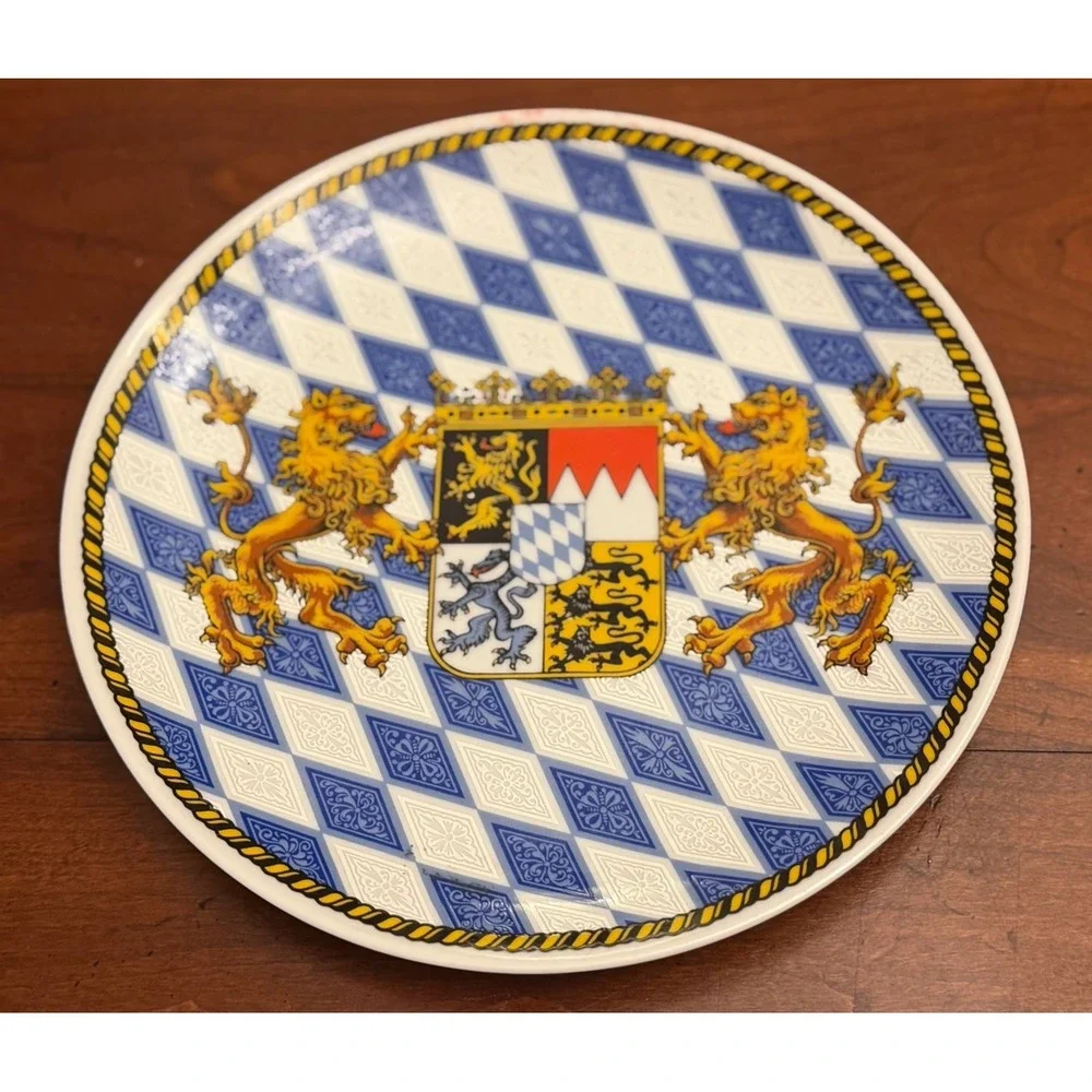 Vintage TK Bavaria Collector Plate German Coat of Arms Blue & White
